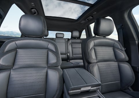 The spacious second row and available panoramic Vista Roof® is shown. | Varsity Lincoln in Novi MI