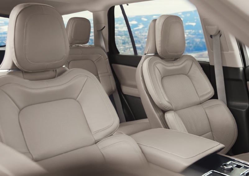 The interior of a 2024 Lincoln Aviator® SUV in the Sandstone interior color | Varsity Lincoln in Novi MI