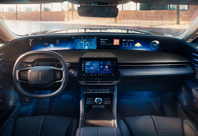 A large panoramic display is shown on the dashboard of a 2024 Lincoln Nautilus® SUV | Varsity Lincoln in Novi MI