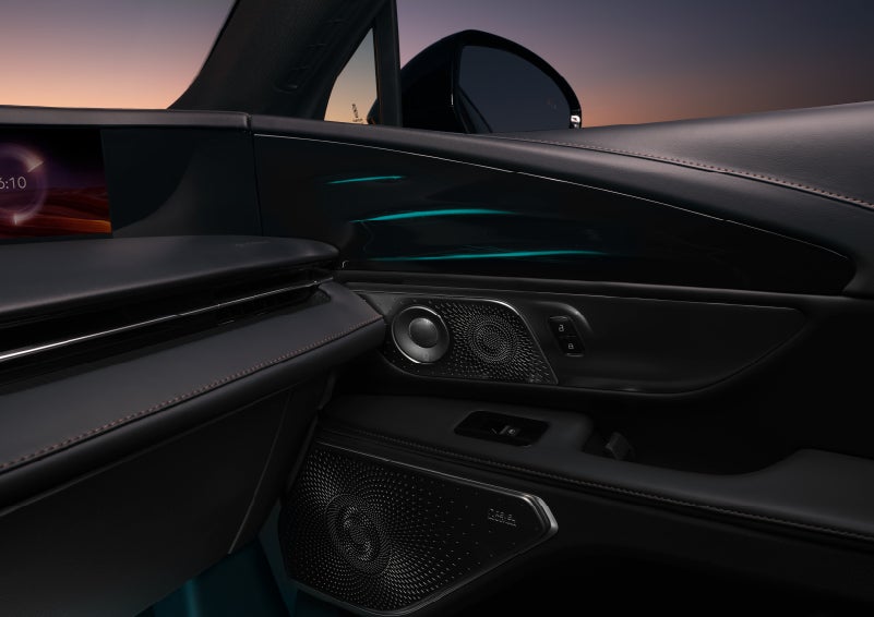 Selectable ambient lighting glows in the passenger door panel. | Varsity Lincoln in Novi MI