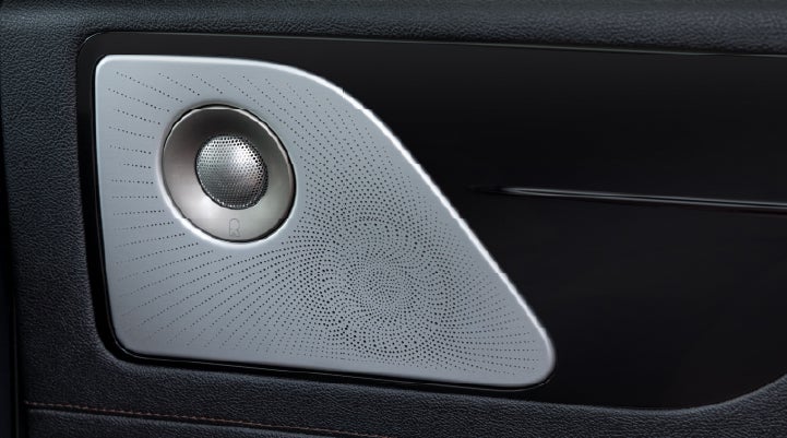 A close-up view of the available Revel® Ultima 3D Audio System. | Varsity Lincoln in Novi MI